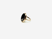 Onyx Diamond Moon Ring 10K (6.5) - Stone Cooper