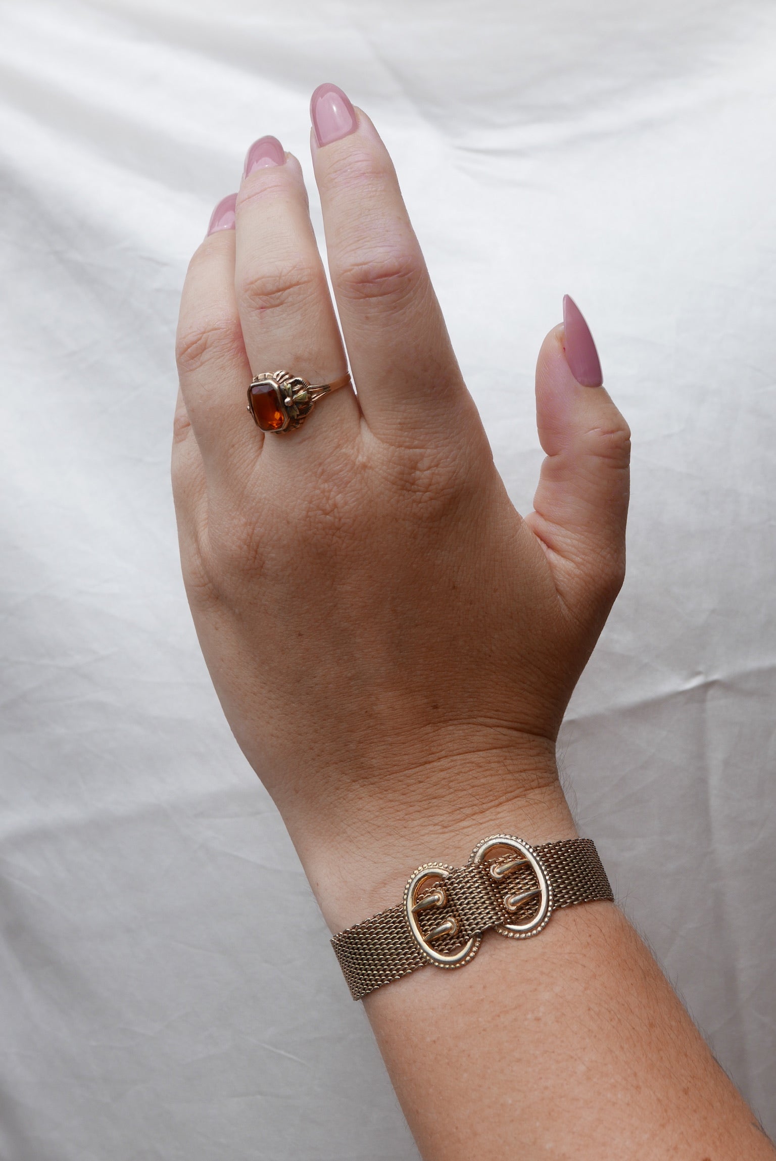 Simulated Citrine 10K Antique Gold Ring (10) - Stone Cooper