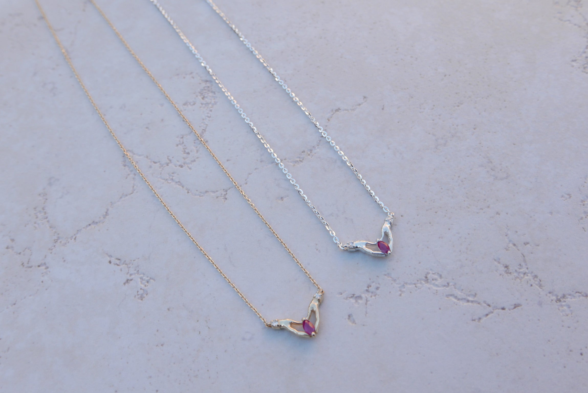 Selma Ruby and Diamond Necklace (14K or .925) - Stone Cooper