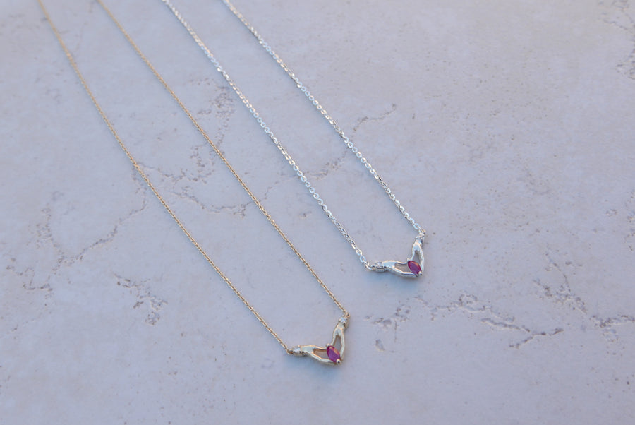 Selma Ruby and Diamond Necklace (14K or .925) - Stone Cooper