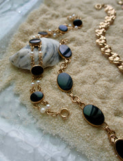 Gillian Onyx & Pearl Gold Fill Vintage Bracelet - Stone Cooper