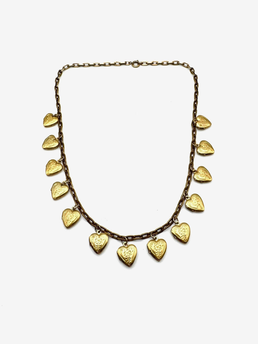Gold Filled Vintage Multi Locket Statement Necklace - Stone Cooper