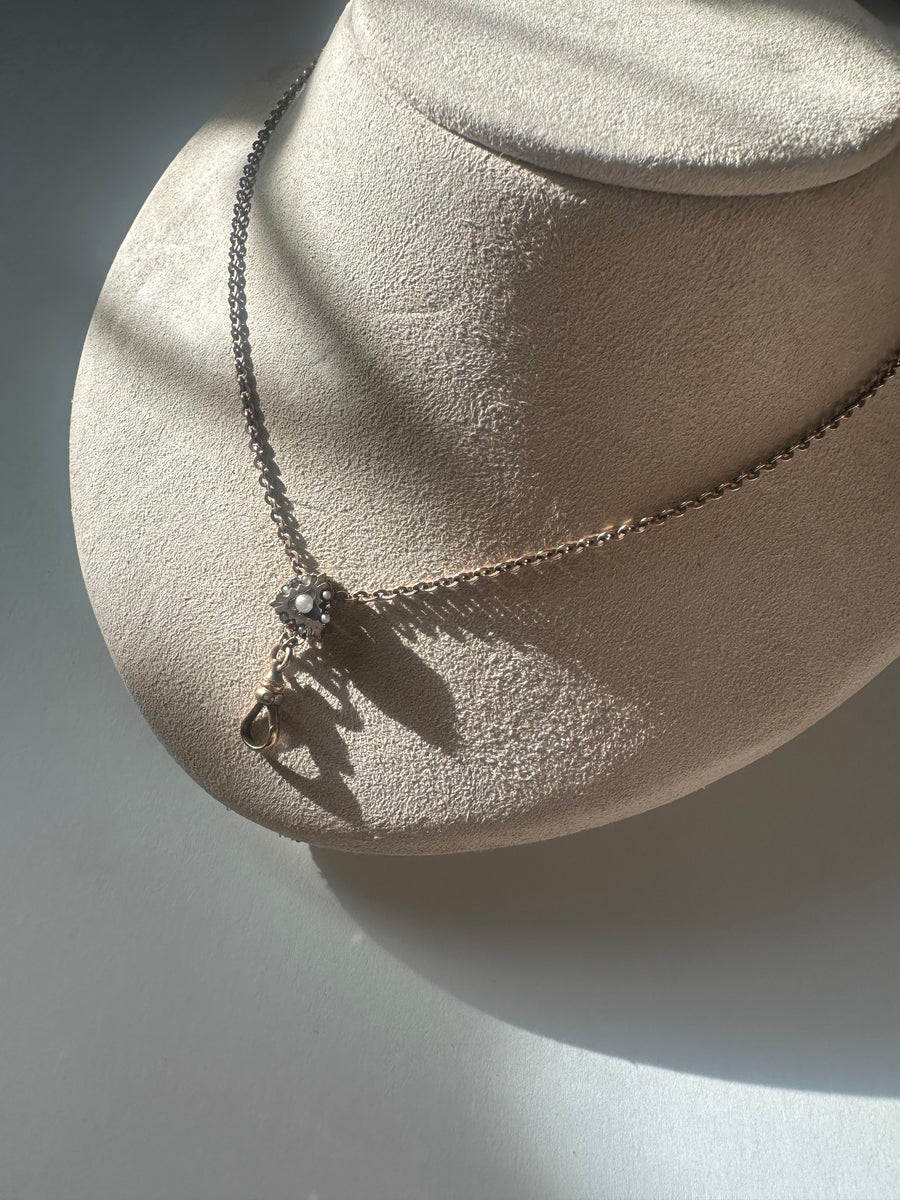 Shiela Seed Pearl, Ruby Slide Necklace - Stone Cooper