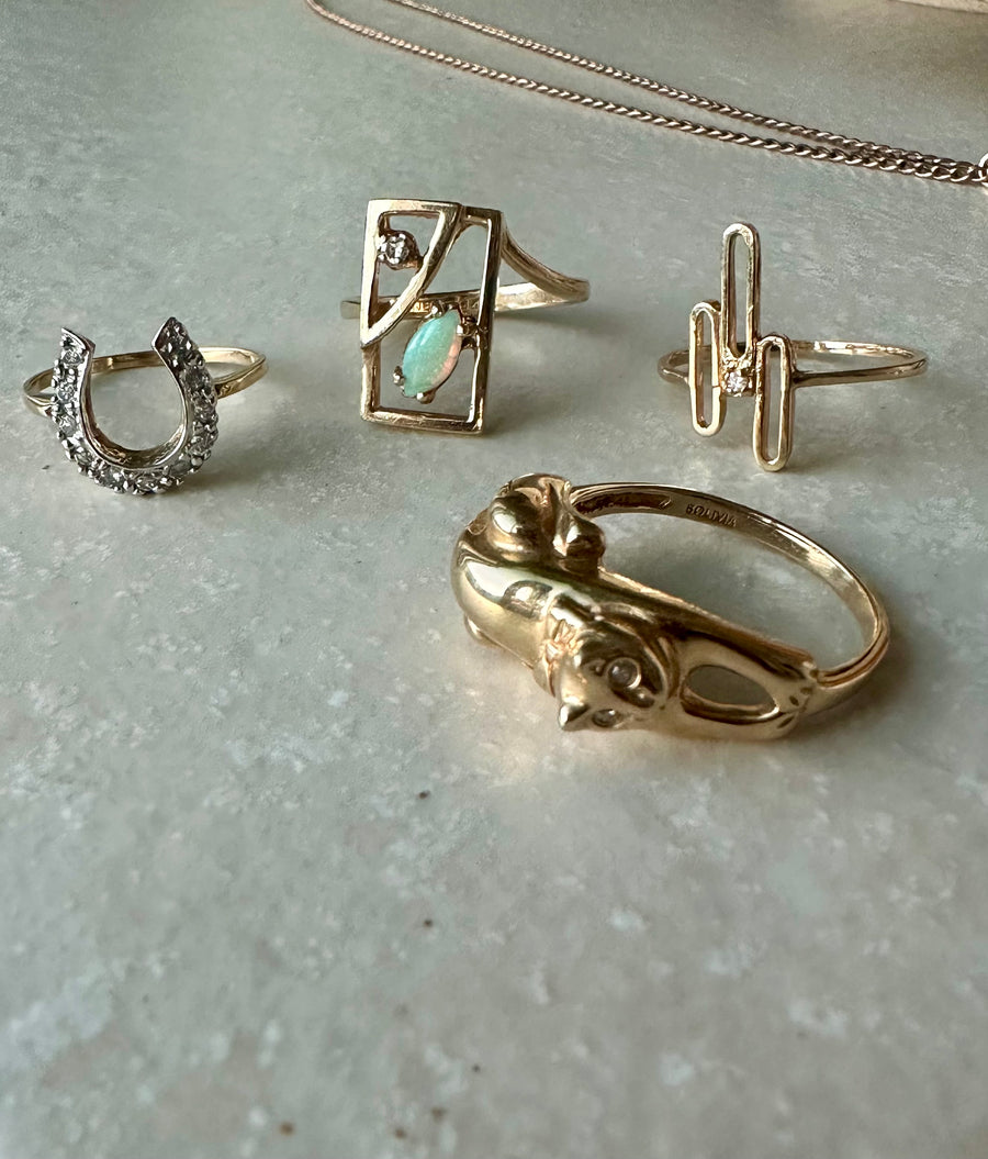 Retro Diamond Cactus 14K  Ring (7) - Stone Cooper