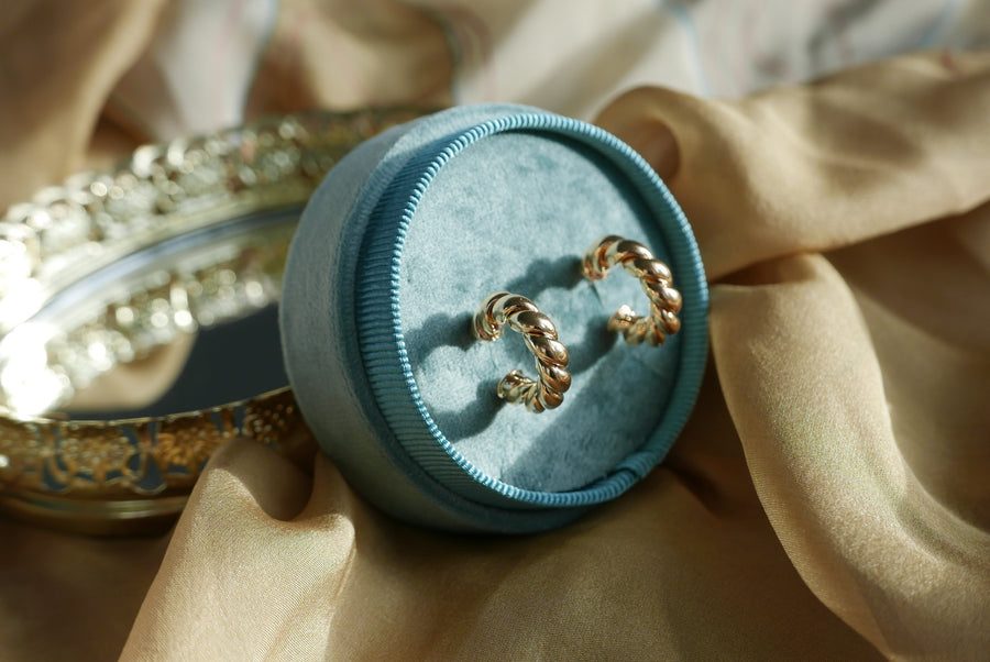 Gold Twist Hoops - Stone Cooper