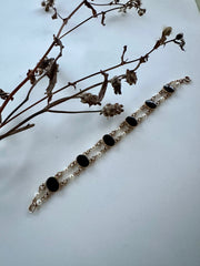 Gillian Onyx & Pearl Gold Fill Vintage Bracelet - Stone Cooper