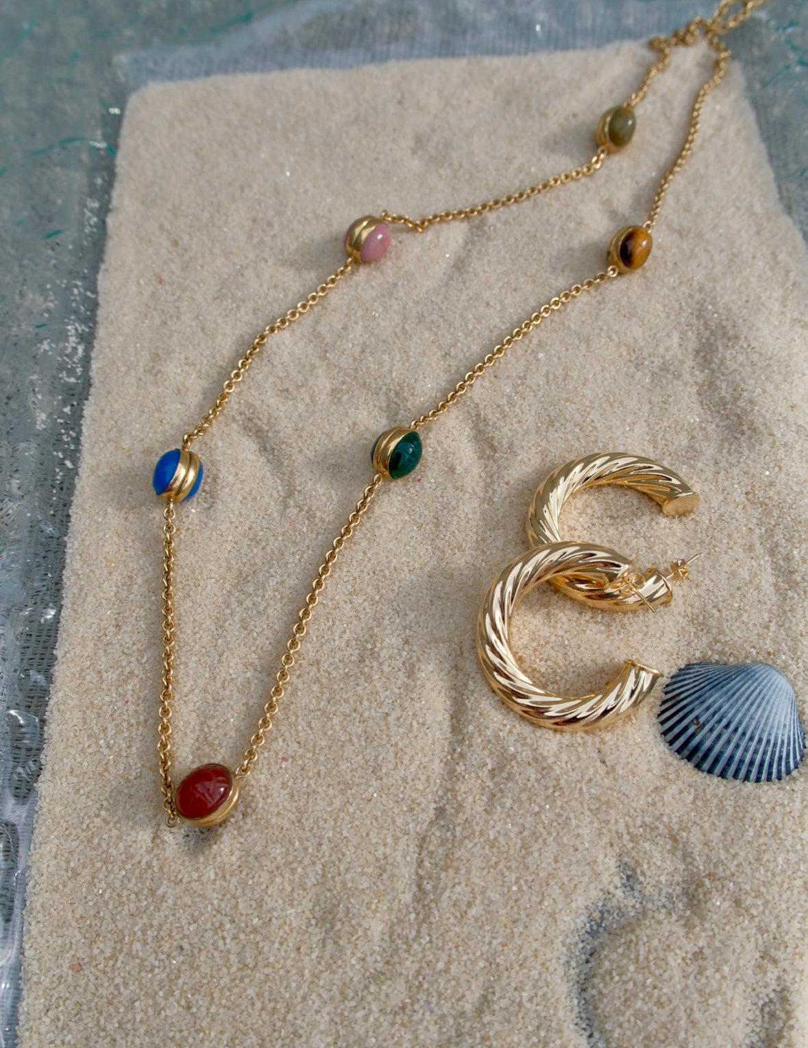 Lore Egyptian Revival 6 Stone Scarab Necklace - Stone Cooper