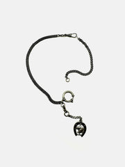 Clarence Antique Silver Watch Chain with Dog Charm - Stone Cooper