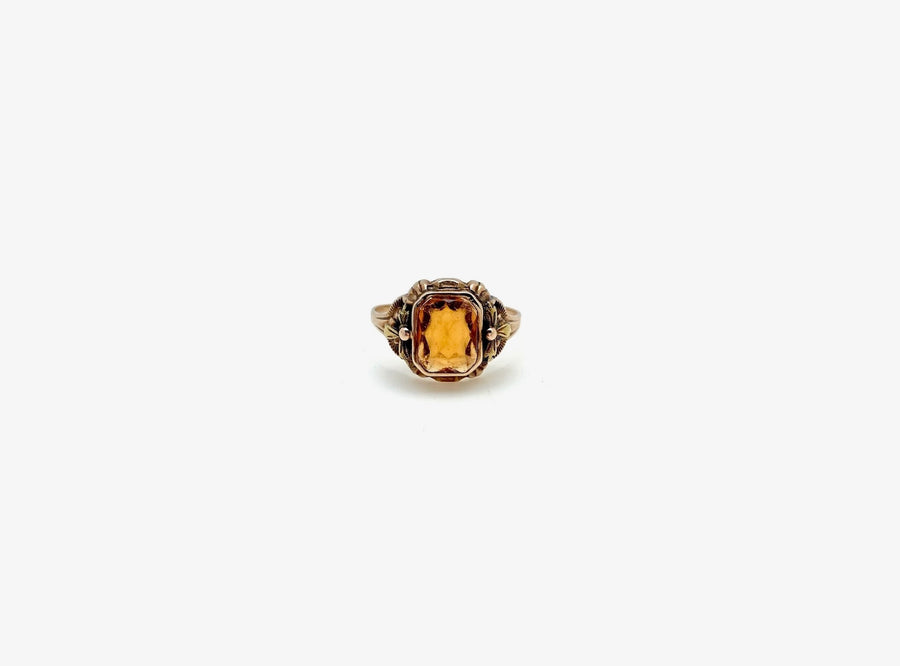 Simulated Citrine 10K Antique Gold Ring (10) - Stone Cooper