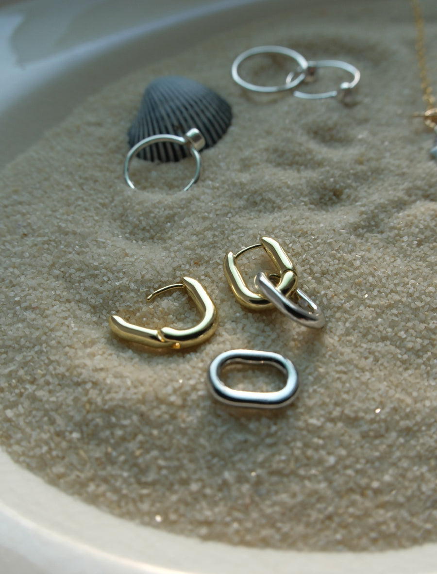 Two-Toned Courtney Huggy Hoops - Stone Cooper