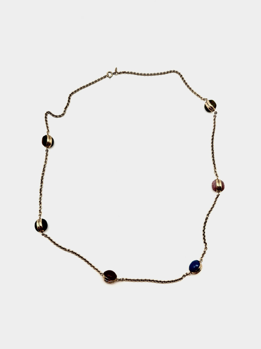 Lore Egyptian Revival 6 Stone Scarab Necklace - Stone Cooper