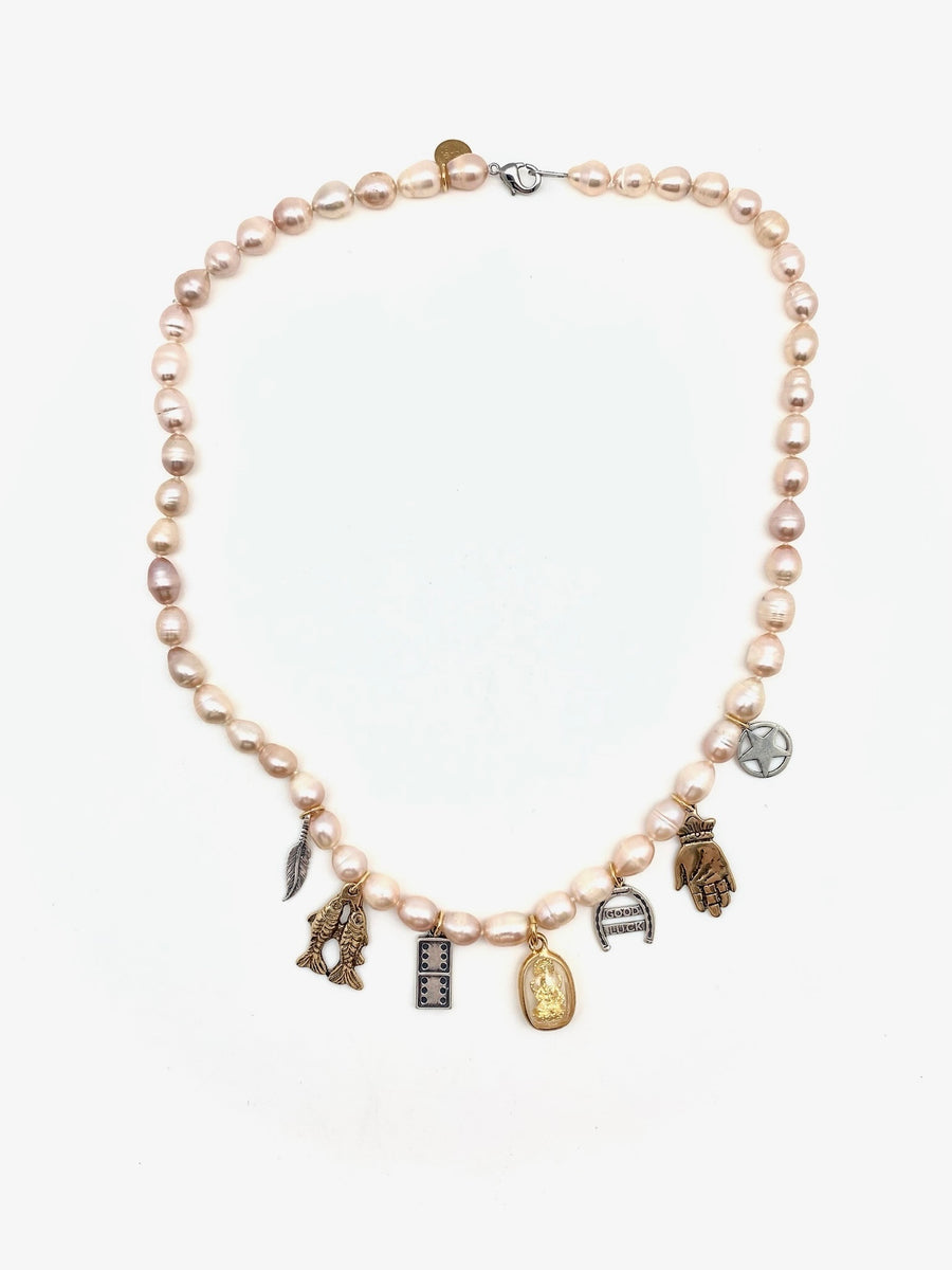 Whimsy Pearl Charm Necklace - Stone Cooper