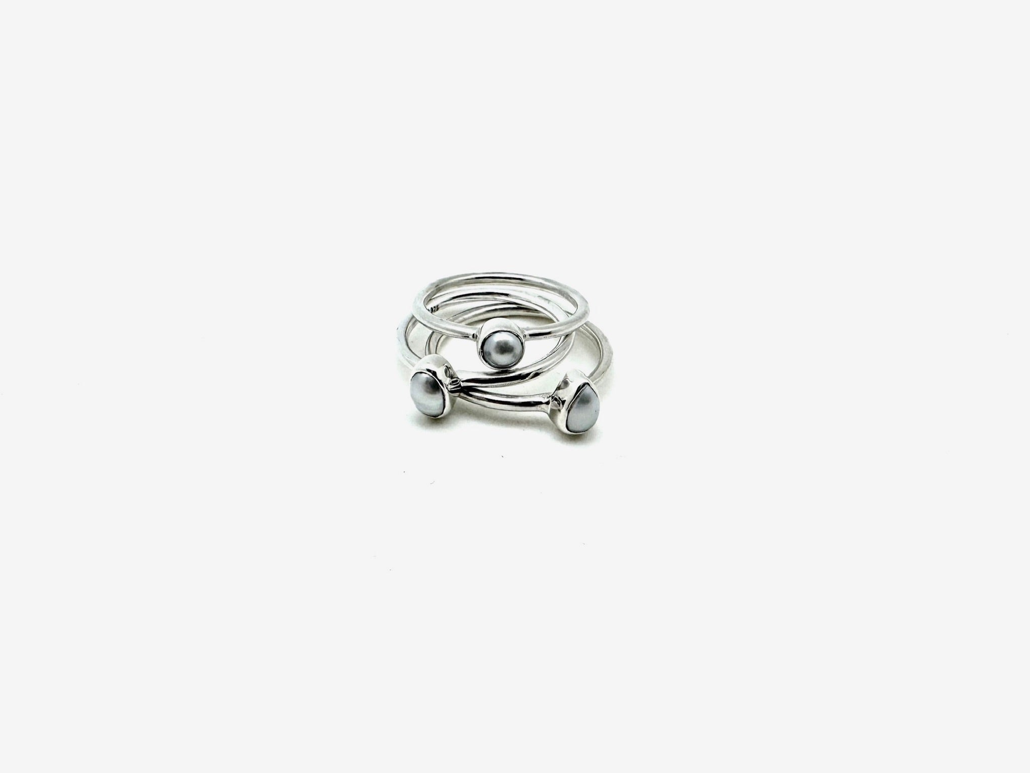 Pearl Sterling Stacker Ring - Stone Cooper