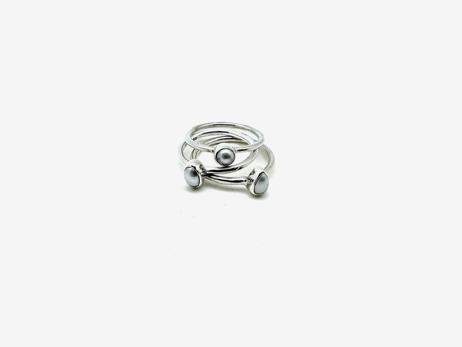Pearl Sterling Stacker Ring - Stone Cooper