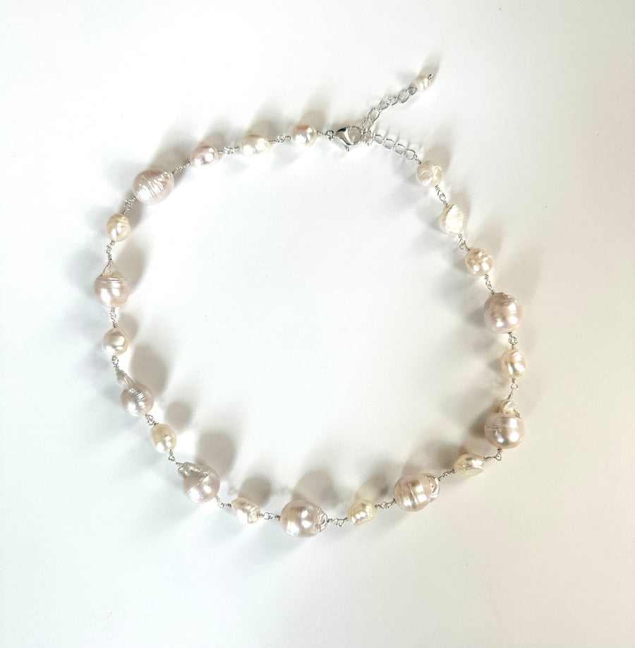 Baroque Pearl Wired Necklace - Stone Cooper