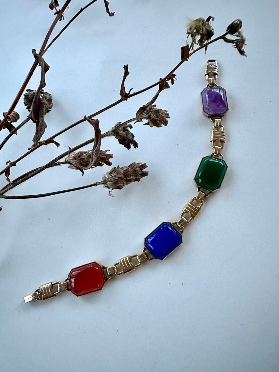 Vivian Vintage Gold Filled Gemstone Bracelet - Stone Cooper