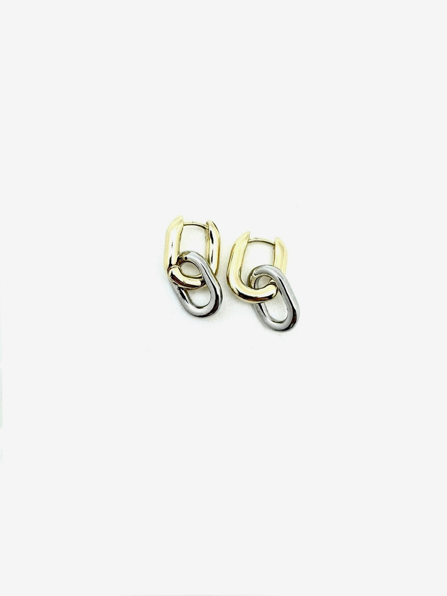 Two-Toned Courtney Huggy Hoops - Stone Cooper