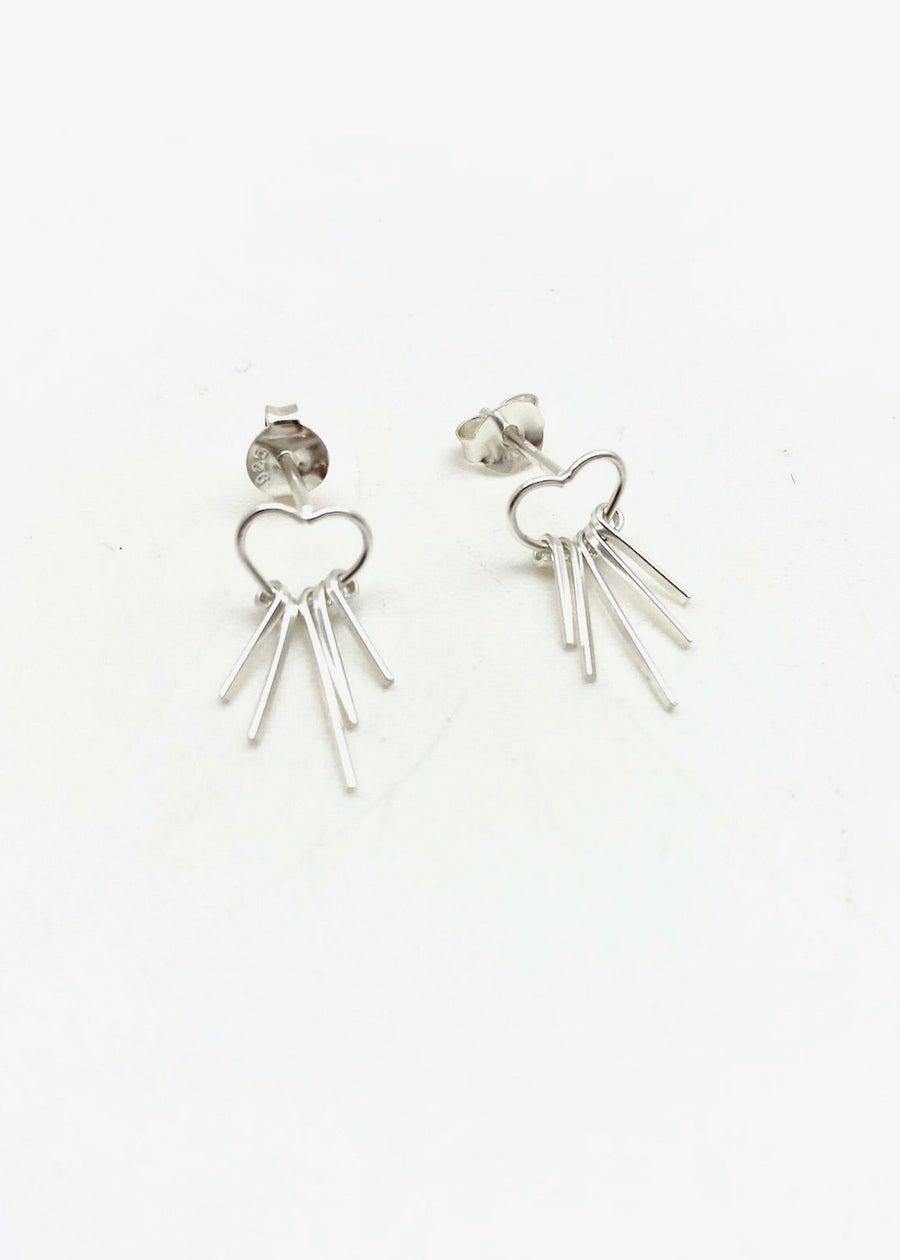Rae Heart Studs - Stone Cooper