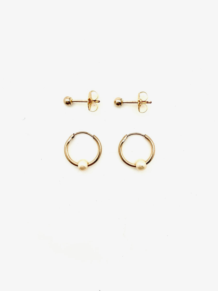 Tiny Gold Earring Set - Stone Cooper
