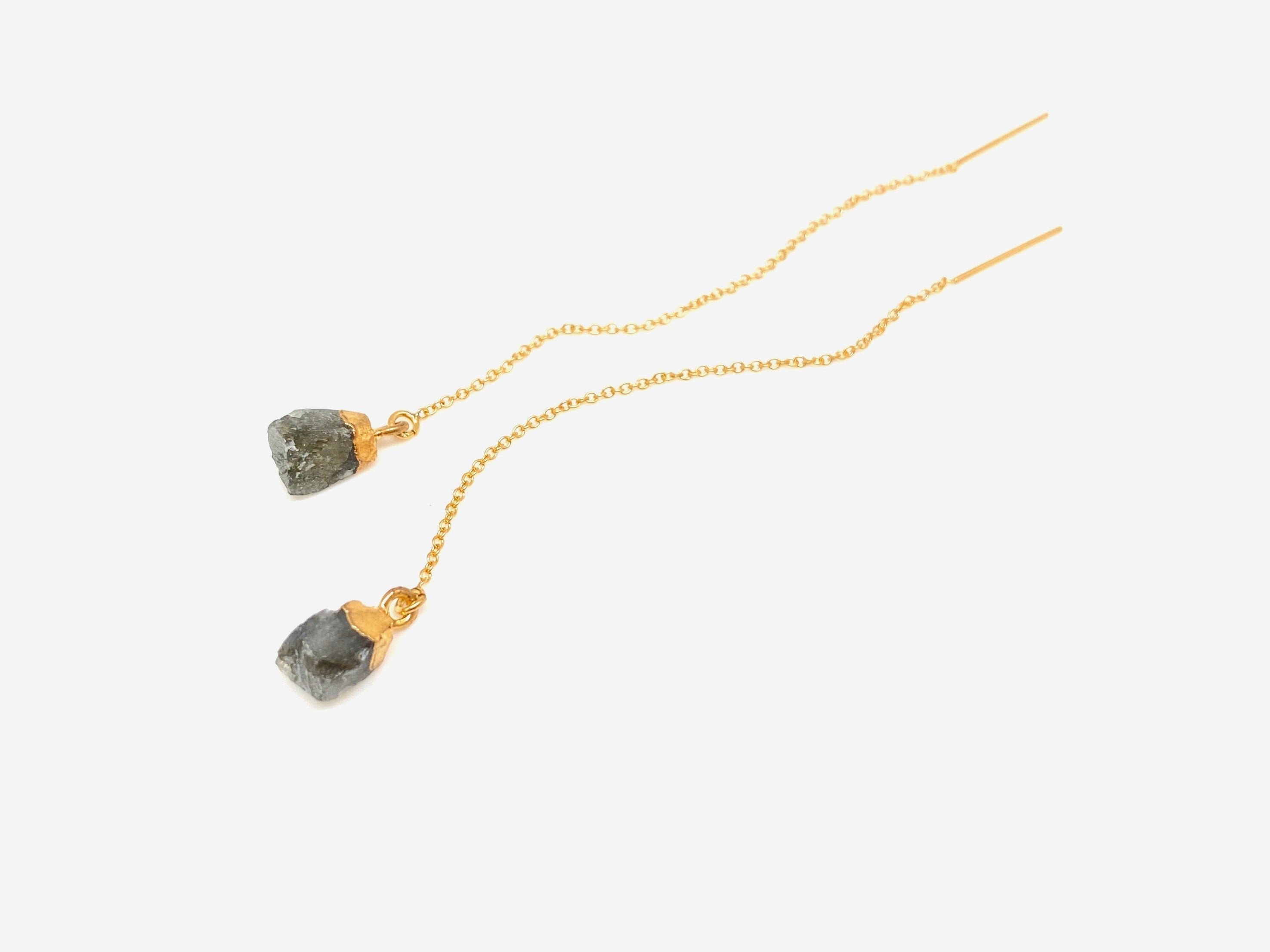 Rough Labradorite Ear Threader - Stone Cooper