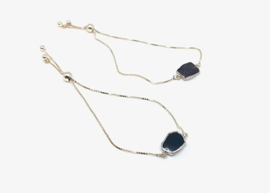 Black Agate Druzy Slider Bracelet - Stone Cooper