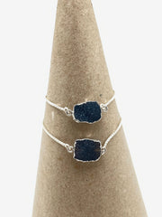 Black Agate Druzy Slider Bracelet - Stone Cooper