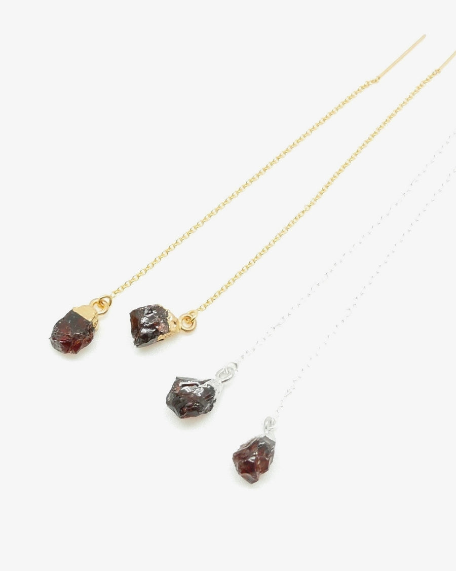 Rough Garnet Ear Threader - Stone Cooper
