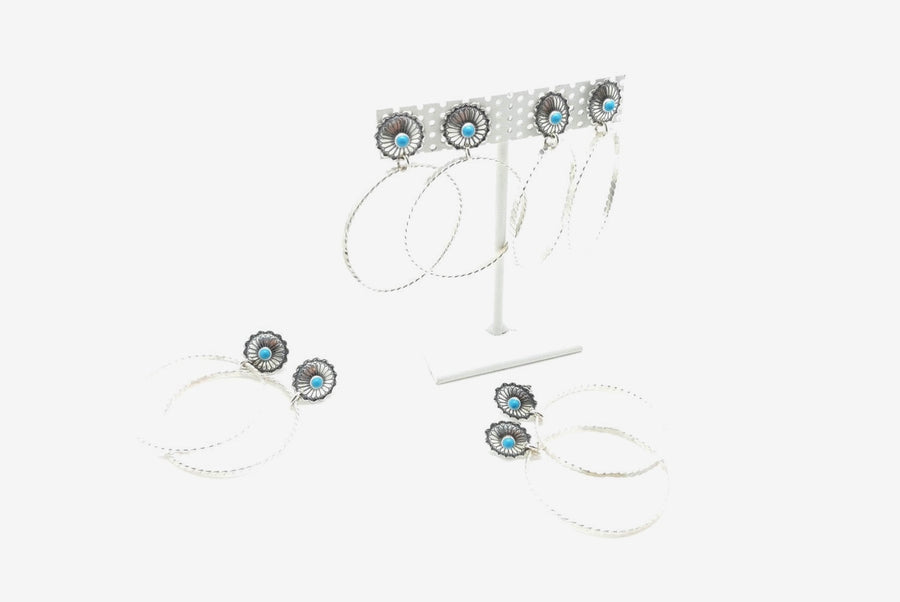 Turquoise conch mini stud-hoops - Stone Cooper