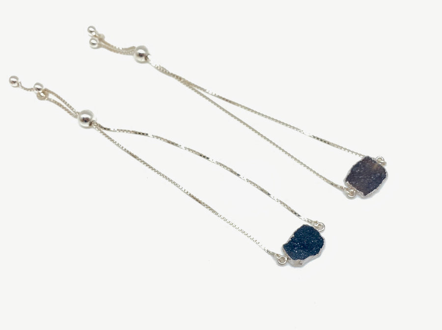Black Agate Druzy Slider Bracelet - Stone Cooper