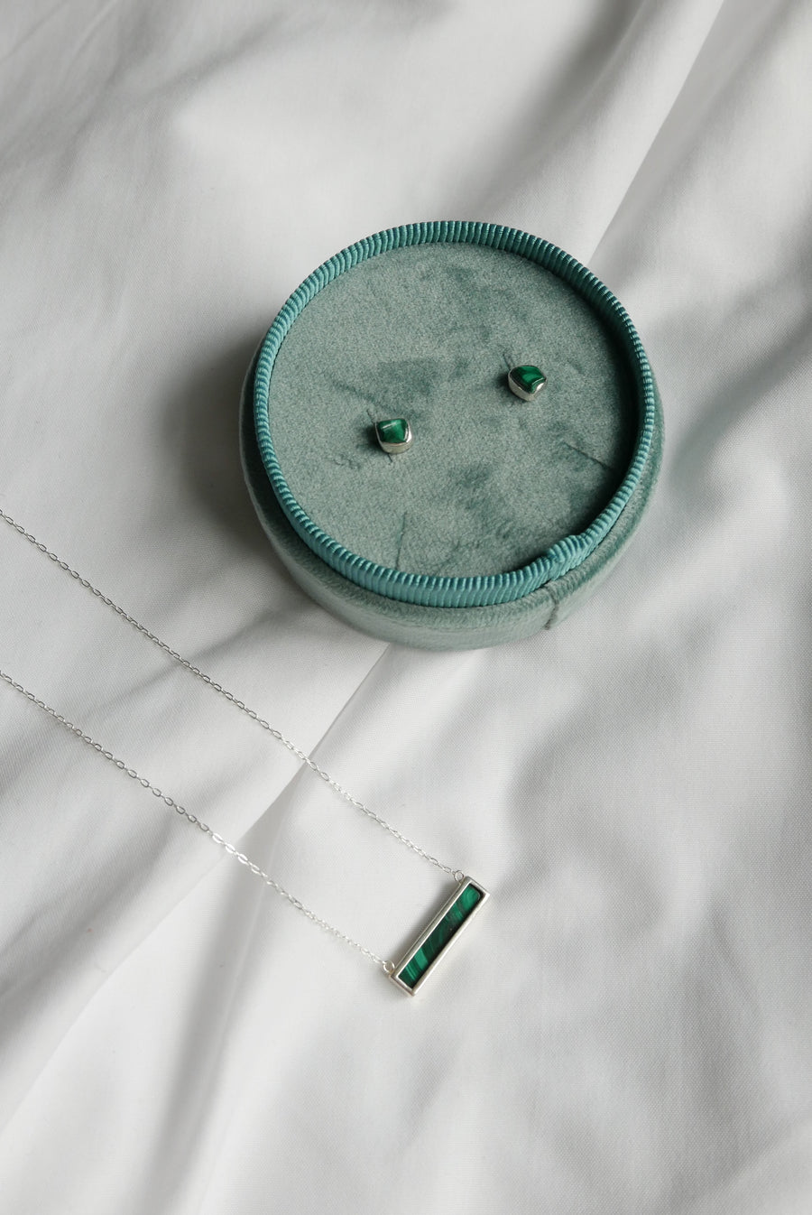 Malachite Moss Studs - Stone Cooper