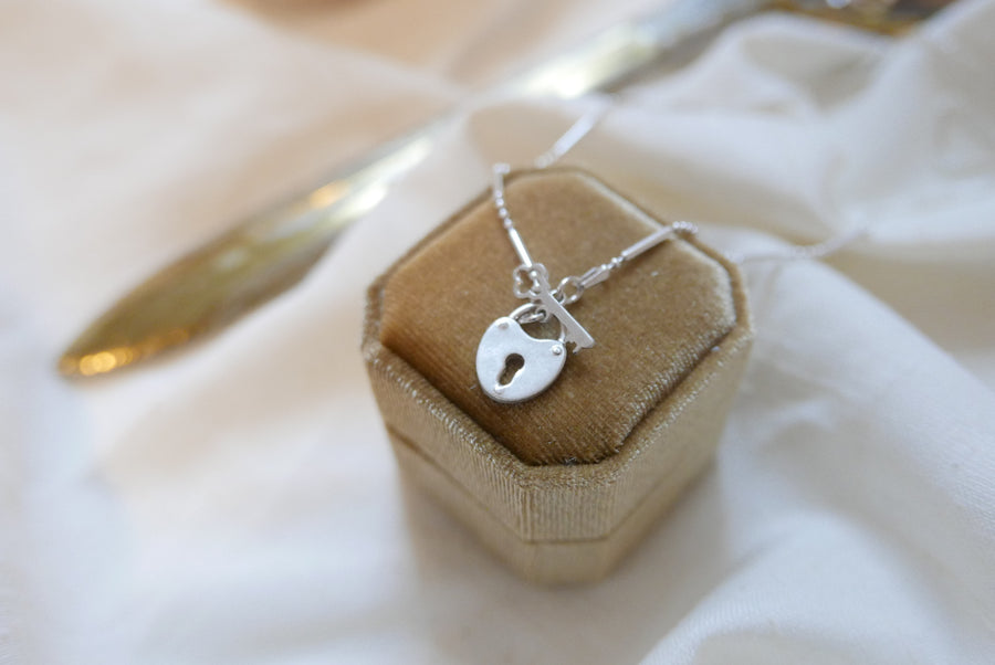 Heart Lock Sterling Silver Toggle Necklace - Stone Cooper