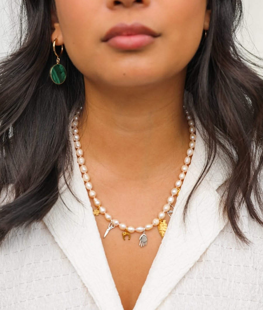 Warrior Pearl Charm Necklace - Stone Cooper