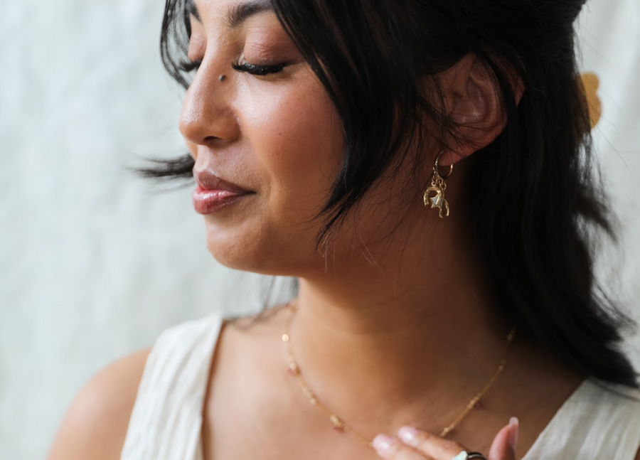 Lucky Charm Mother of Pearl Hoops - Stone Cooper