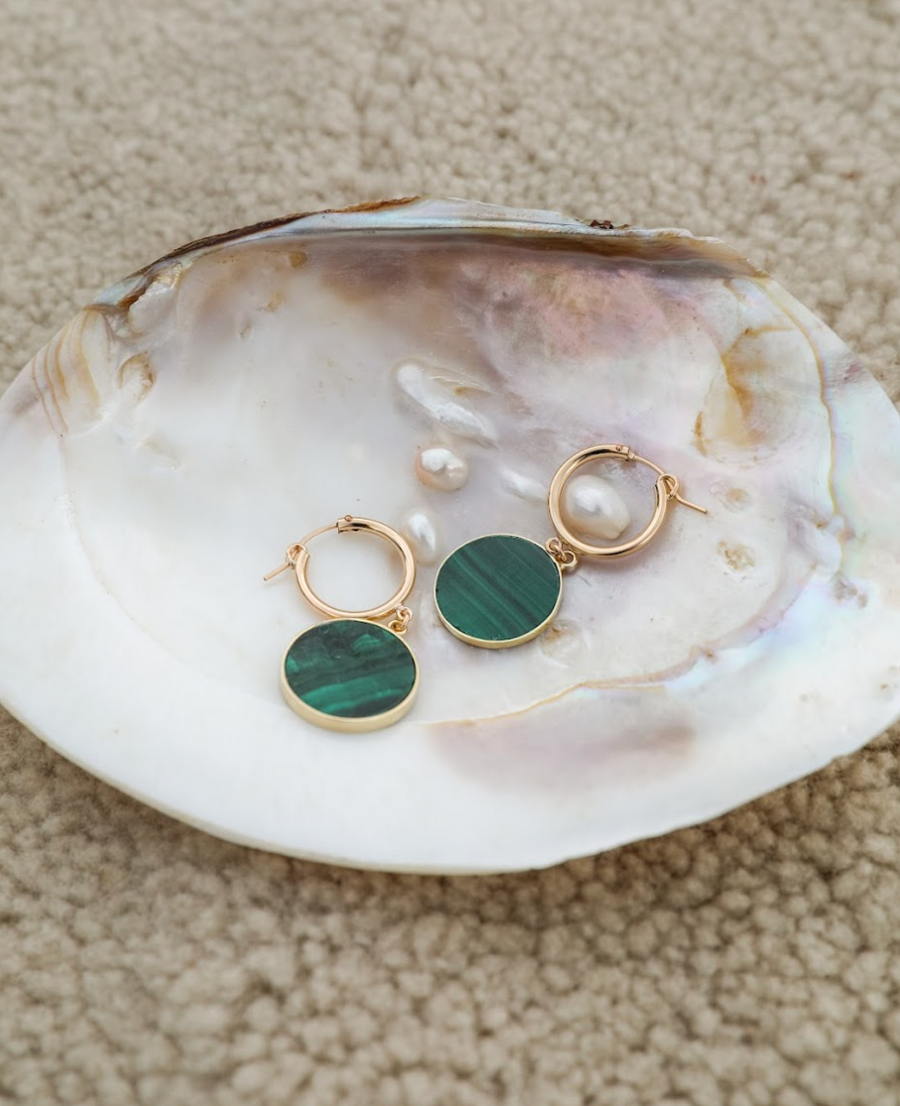 Malachite Fern Hoops - Stone Cooper