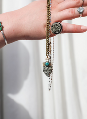 Rolling Stone Necklace: Pyrite or Turquoise - Stone Cooper