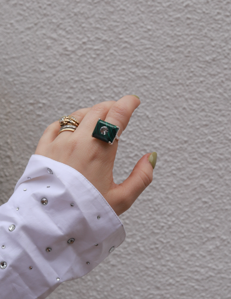 Malachite & Herkimer Earnest Ring - Stone Cooper