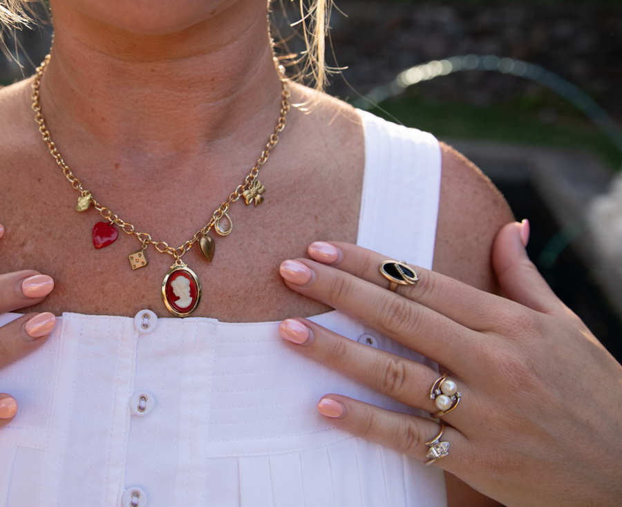 Onyx and Diamond 10K Eve Ring (6.25) - Stone Cooper