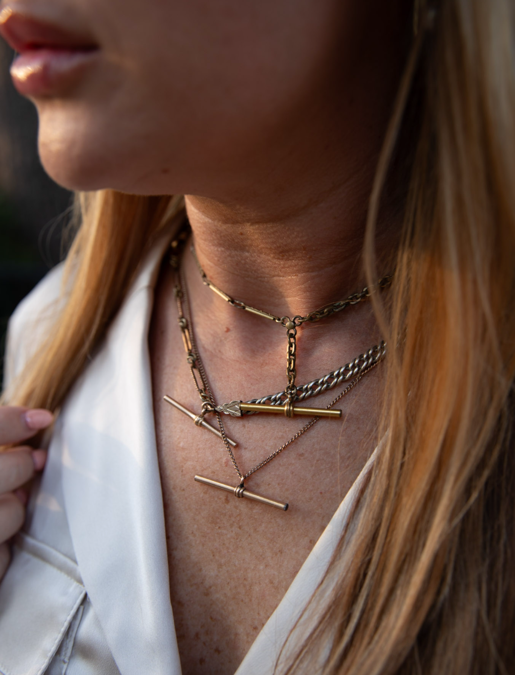 Francisco Two-Toned T-Bar Necklace - Stone Cooper