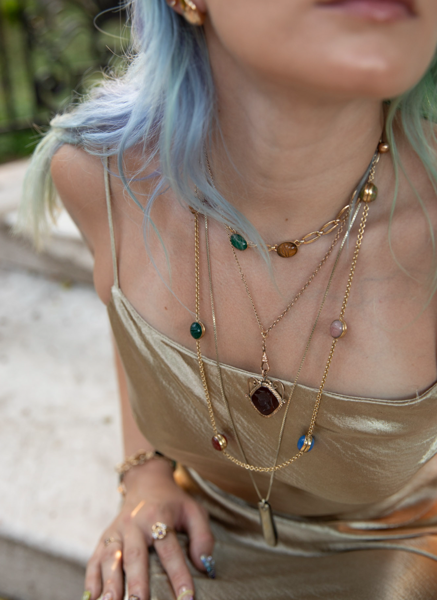 Carmen Intaglio Antique Gold Fill Necklace - Stone Cooper