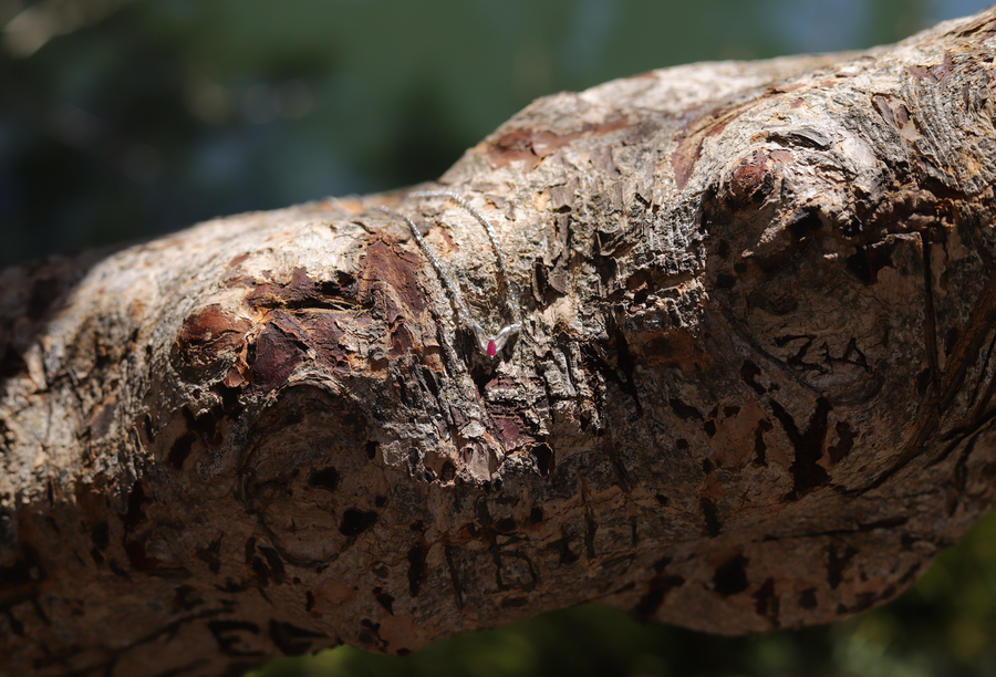 Selma Ruby and Diamond Necklace (14K or .925) - Stone Cooper
