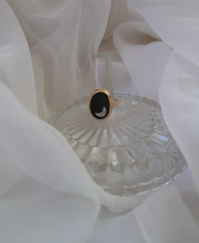 Onyx Diamond Moon Ring 10K (6.5) - Stone Cooper