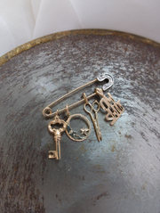 Antique 14K Gold Diamond Safety Pin Charm Holder/Link - Stone Cooper