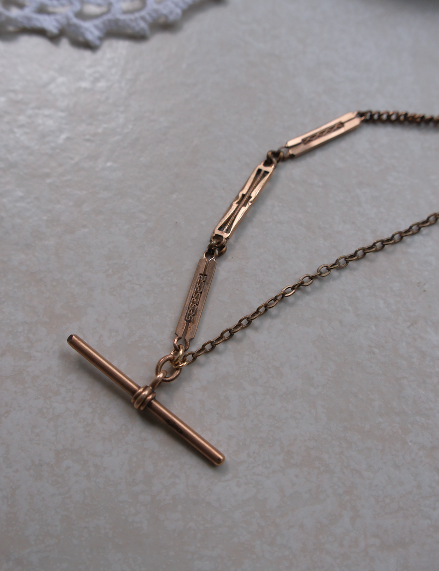 Horus Gold-Filled Watch Chain, T-Bar Necklace - Stone Cooper