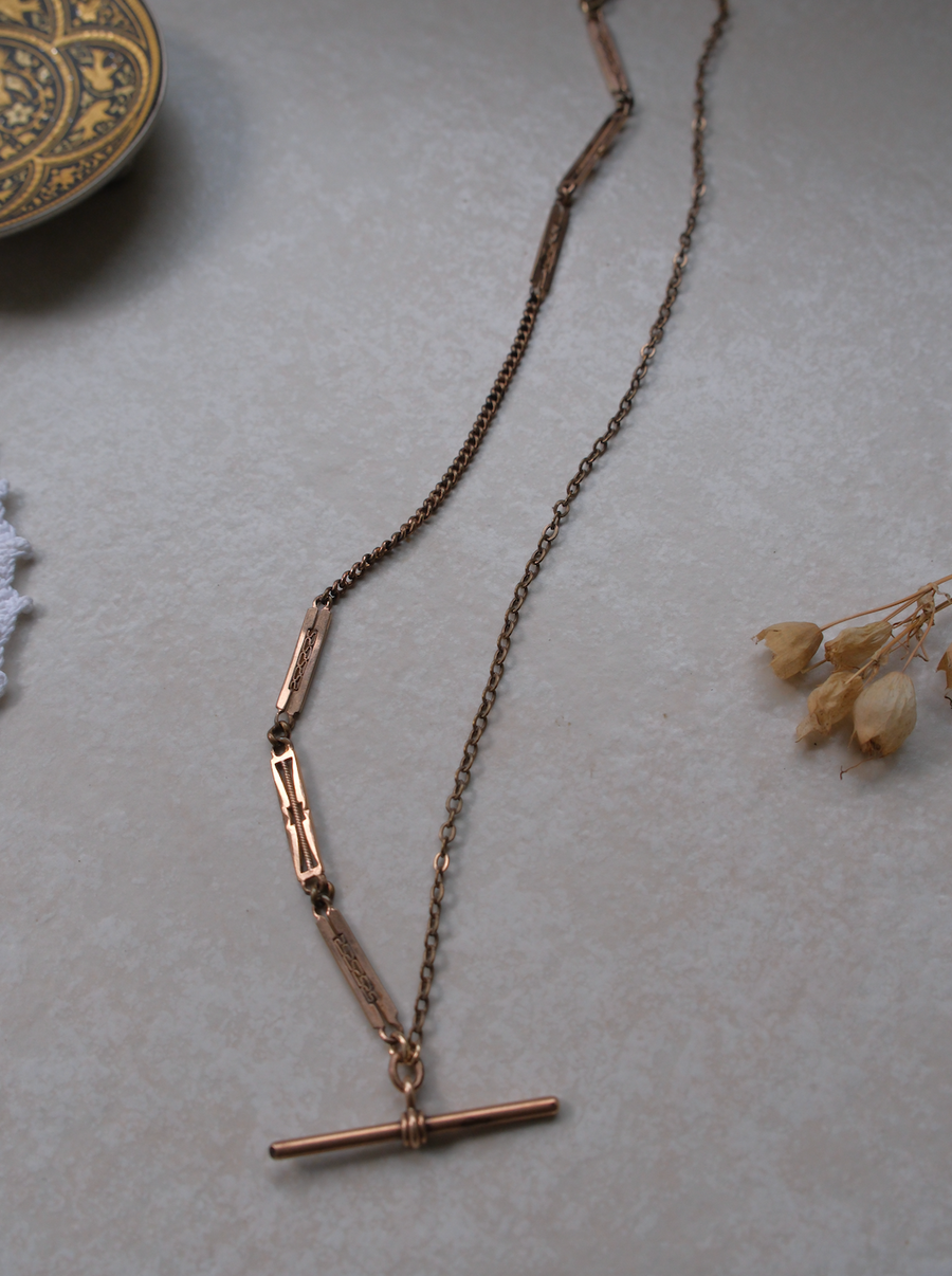 Horus Gold-Filled Watch Chain, T-Bar Necklace - Stone Cooper