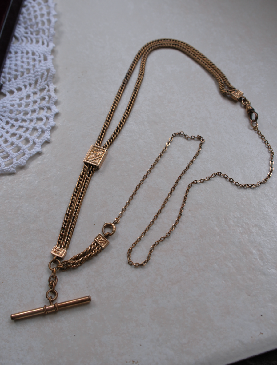 Stavroula Gold-Filled Watch Chain, T-Bar Necklace - Stone Cooper