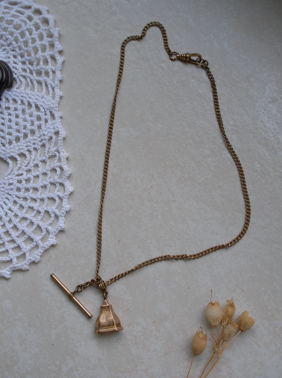 Agatha Fob, Gold-Filled T-Bar Necklace - Stone Cooper