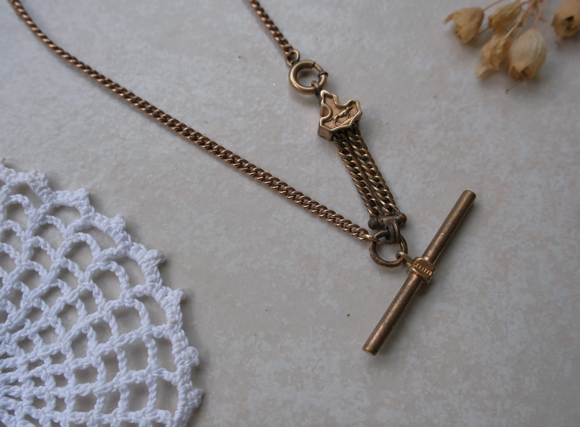 Jack Gold-Filled Watch Chain, T-Bar Necklace - Stone Cooper