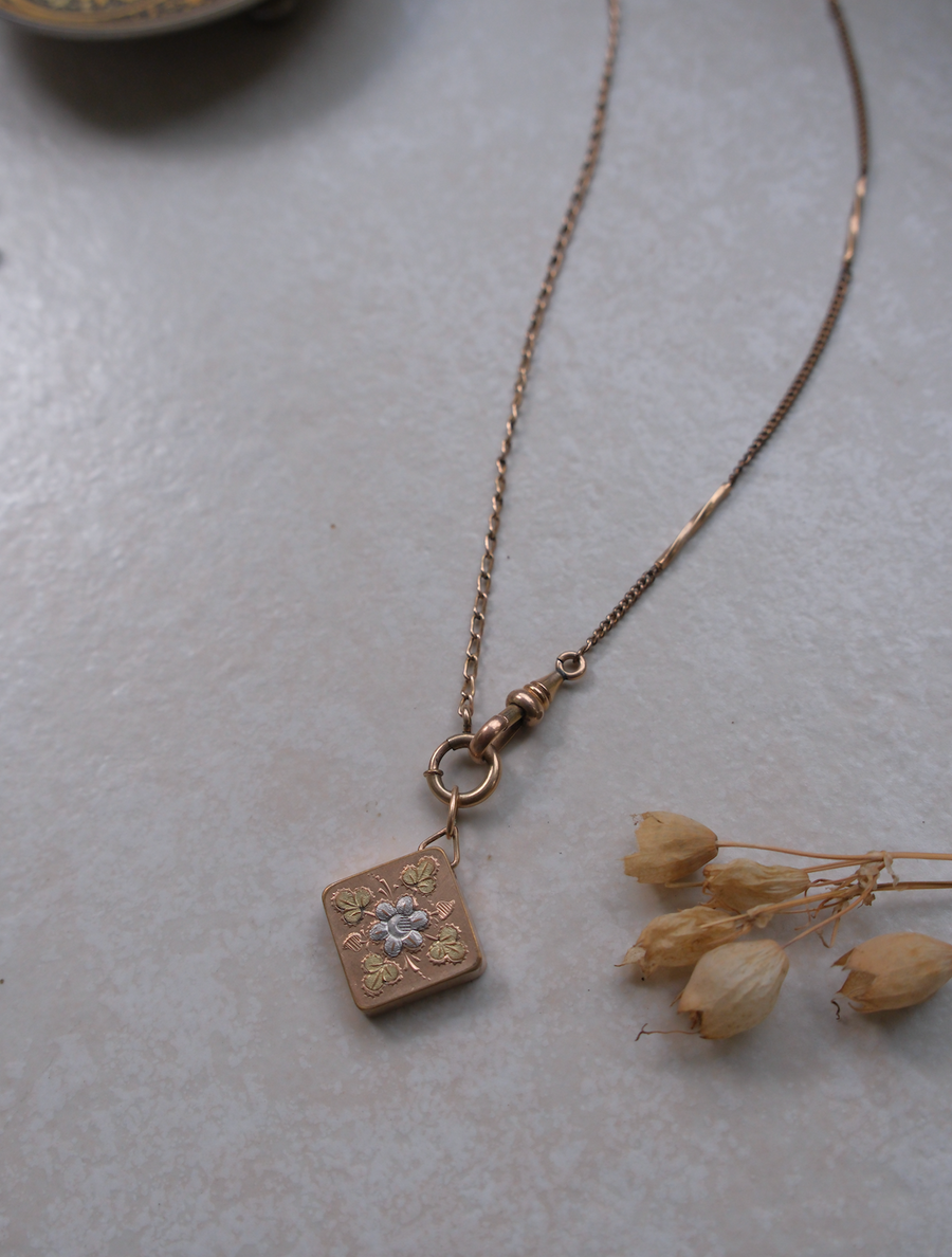 Margaret Gold-Filled Watch Chain, Floral Fob - Stone Cooper