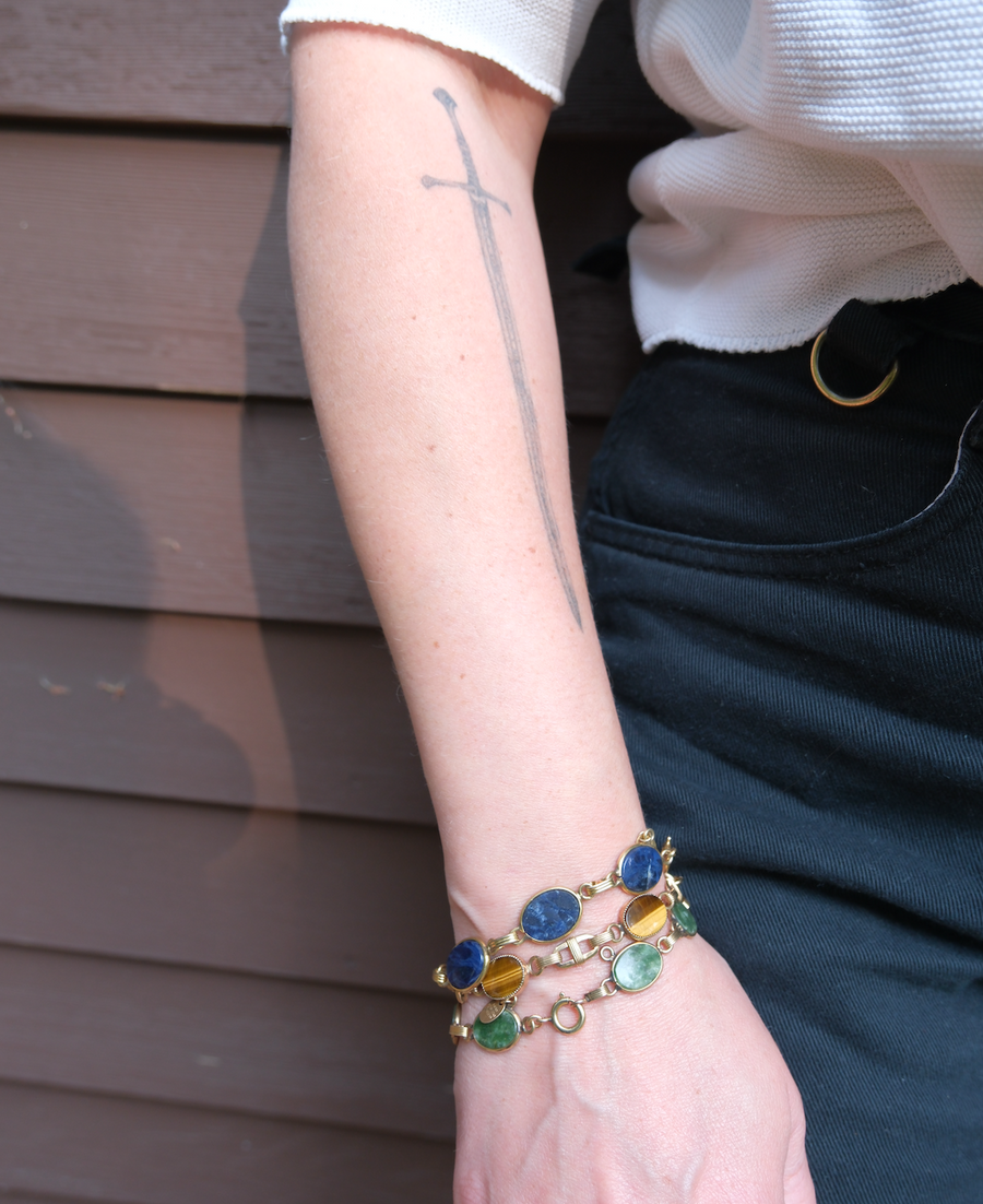 Jean Vintage Sodalite Gold Fill Bracelet - Stone Cooper