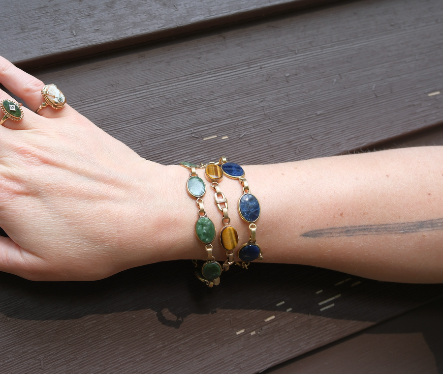Jean Vintage Sodalite Gold Fill Bracelet - Stone Cooper